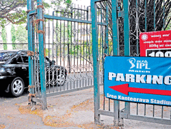 special arrangement The car parking facilities for IPL at Kanteerava Stadium. dh photo by satish Badiger