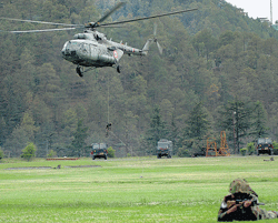 A drill at Annandale ground in Shimla on Monday. PTI