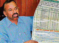 discount deal: Deputy Commissioner Dr D S Vishwanath displays an information poster on sale of sowing seeds at  subsidised rates in Kolar on Saturday. dh photo