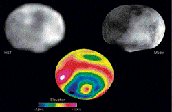 dwarf planet An elevation map of asteroid Vesta. Photo Courtesy: P thomas, cornell university, B zellner, georgia southern university and Nasa
