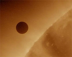 Handout image courtesy of NASA shows the planet Venus at the start of its transit of the Sun, June 5, 2012. One of the rarest astronomical events occurs on Tuesday and Wednesday when Venus passes directly between the sun and Earth, a transit that won't occur again until 2117. Reuters