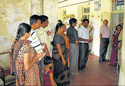 Right to elect: Voters wait to exercise their franchise at the south teachers constituency in Mandya on Sunday.