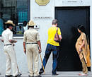 Police guard French Consulate in Bangalore on Monday.