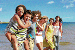cheerful times Youngsters find freedom of expression among their peers much more than in their families.