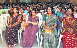 All ears: Students and teachers attending the orientation programme.