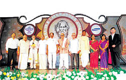 in celebration Tagore LIterature Award winners with the chief guests and the organisers.