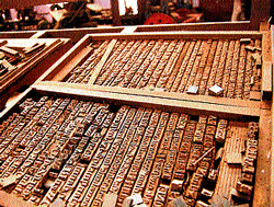 A partial view of the letter press at KACES Press Centre in Mangalore. The printing press will be polished and will soon be on public display at the proposed upcoming heritage centre.