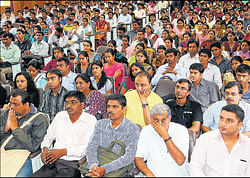 Participants at the job fair in Mysore on Saturday. DH Photo