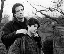 Actor Sylvester Stallone portrays Rocky Balboa in a scene with his real life son, Sage Stallone, who portrays Rocky Balboa Jr., in the 1990 film 'Rocky V' in this undated publicity photograph released to Reuters on July 14, 2012. Aspiring actor and filmmaker Sage Stallone, 36, was found dead on July 13, 2012 at his home in Hollywood, authorities and his attorney said. REUTERS Photo