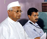 Anna Hazare with Arvind Kejrival. PTI Photo