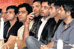 interested Yuvraj Singh and Sreesanth with other guests. dh photos by manjunath m s