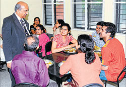 happier times A file photo of the vice-chancellor and professor of law, R Venkata Rao  interacting with the students when the college reopened in June.
