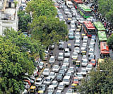 Failure of traffic lights led to kilometres of gridlock in Delhi. AP