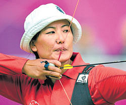 Indias Chekrovolu Swuro competes in the archery individual event at Lords on Tuesday. AFP