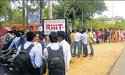 Participants at the IT&#8200;job and internship fair organised by RiiiT in Mysore on Saturday. dh photo