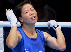 India's Mary Kom win against Poland's K Michalczuk at Women's Fly 51kg Round of 16 during the 2012 Olympic Games in London on Sunday. PTI