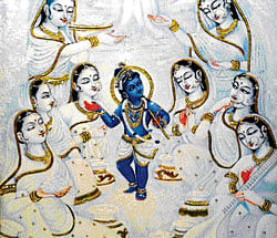 Adorable: Bal Gopal with gopis as painted by Sunil Mehra.