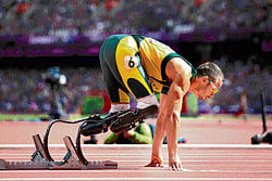 With passion: Oscar Pistorius, of South Africa, prepares to race in the men's 400-metre track competition at the 2012 Summer Olympic Games in London. NYT