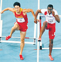 DETERMINED Liu Xiang (left) will be keen to snatch the Olympic title from defending champion Dayron Robles.