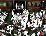 A scene in Lok Sabha on the first day of Parliament's monsoon session in New Delhi on Wednesday. PTI Photo