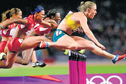 golden surge: Australias Sally Pearson en route to the 100M hurdles gold in the London Games on Tuesday. reuters