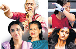 LIBERTY REDEFINED (Clockwise from above): Medha Patkar, Mary Kom, Lakshmi Menon, Sonia Gandhi and Vidya Balan.