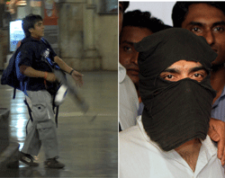 Combo File -- A picture of Pakistani terrorist Ajmal Amir Kasab (L) who is sentenced to death for 26/11 terror attack case and Sayed Zabiuddin alias Abu Jundal, one of the handlers in 26/11 Mumbai attacks. PTI
