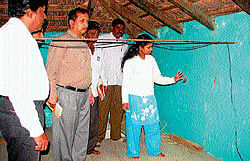A house that has developed cracks due to mild tremour in Arakalgud.