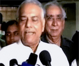 BJP members Yashwant Sinha and Jaswant Singh address the media after walking out of a meeting of Joint Parliamenatary Committee on 2G Spectrum scam, in New Delhi on Wednesday. PTI Photo