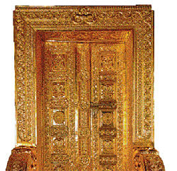 A gold-plated doors to be  offered by Mallya. DH Photo