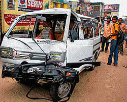 The damaged Omni Van in Hassan. dh photo