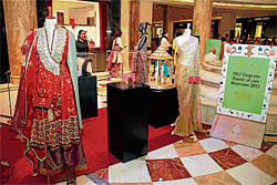 Intricate Exquisite bridal wear on display at the exhibition.