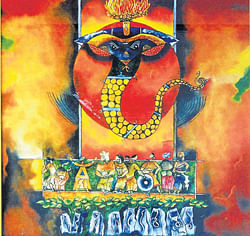 A painting by artist Devdas Shetty that depicts Nagamandala.