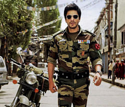 Shahrukh Khan at the shooting of a film in Ladakh. PTI Photo