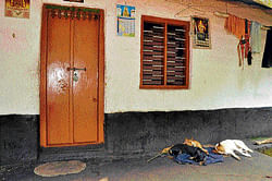 One of the houses locked up by residents who fled  Palligadde village near Subramanya.