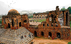 historical ruins Firoze Shah Kotla fort is now occupied by few guards and some stray animals.