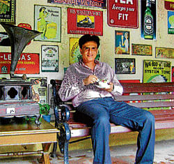 collection Atul Khanna with his 100 year old gramophone.