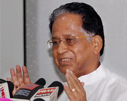 Chief Minister of Assam Tarun Gogoi addressing the media at the state secretariat in Guwahati on Tuesday. PTI