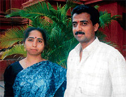 lives cut short: Manjunath and Satyavati committed suicide after killing their son and daughter (R) at the Weavers Colony in Hulimavu police limits on Tuesday. KPN