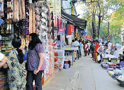 Poor business: Areas like Malleswaram have seen very few shoppers this festive season.