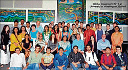 CHEERFUL Students of IFIM attended the global classroom programme along with students from across the world.