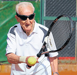 GOING&#8200;STRONG Artin Elmayan says playing tennis is the best way to stay in shape.