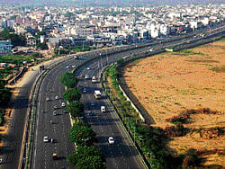 An aerial view of the Delhi-Gurgaon expressway.