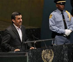 Iran's President Mahmoud Ahmadinejad speaks during the high-level meeting of the General Assembly on the Rule of Law at the United Nations headquarters in New York September 24, 2012.   Reuters