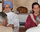 Prime Minister Manmohan Singh and Congress President Sonia Gandhi during a Congress Working Committee (CWC) meeting in New Delhi on Tuesday. PTI Photo