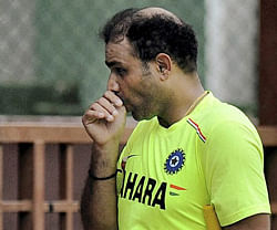 India's Virender Sehwag during a practice session in Colombo on Friday. PTI