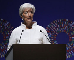 International Monetary Fund (IMF) Managing Director Christine Lagarde delivers a speech during the plenary session of the Annual Meetings of the International Monetary Fund and the World Bank Group in Tokyo October 12, 2012. REUTERS
