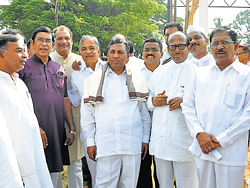 Karnataka Pradesha Congress Committee (KPCC) President G Parameshwar during his visit to Mangalore on Monday. dh photo