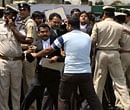 File photo of the clash between lawyers, police and media persons in Bangalore