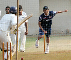 Cricketer Sachin Tendulkar during a practice session in Mumbai on Sunday. PTI Photo